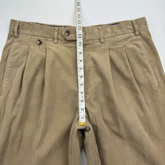 Faconnable Brown Corduroy Pants Men's Size 36 Pleated Straight Leg Pants - Picture 7 of 8